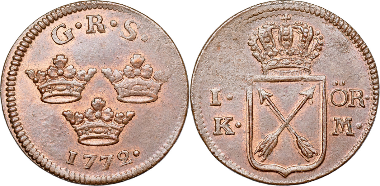 GUSTAV III (1771-1792). AVESTA. Öre KM 1772.