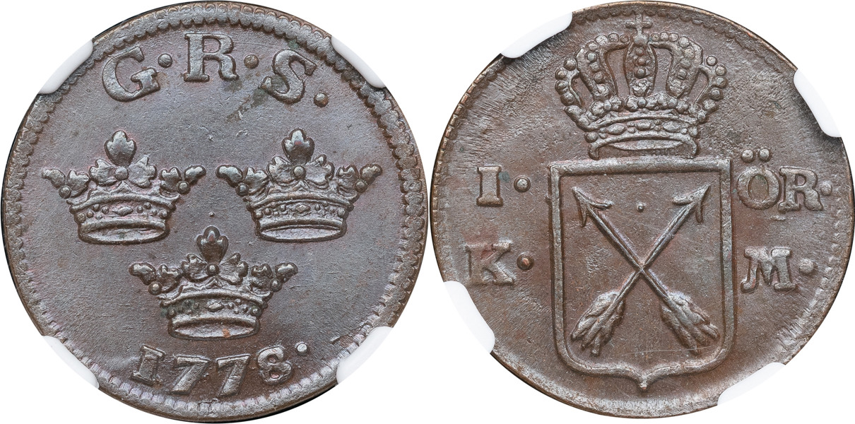 GUSTAV III (1771-1792). AVESTA. Öre KM 1778 (präglad 1779).