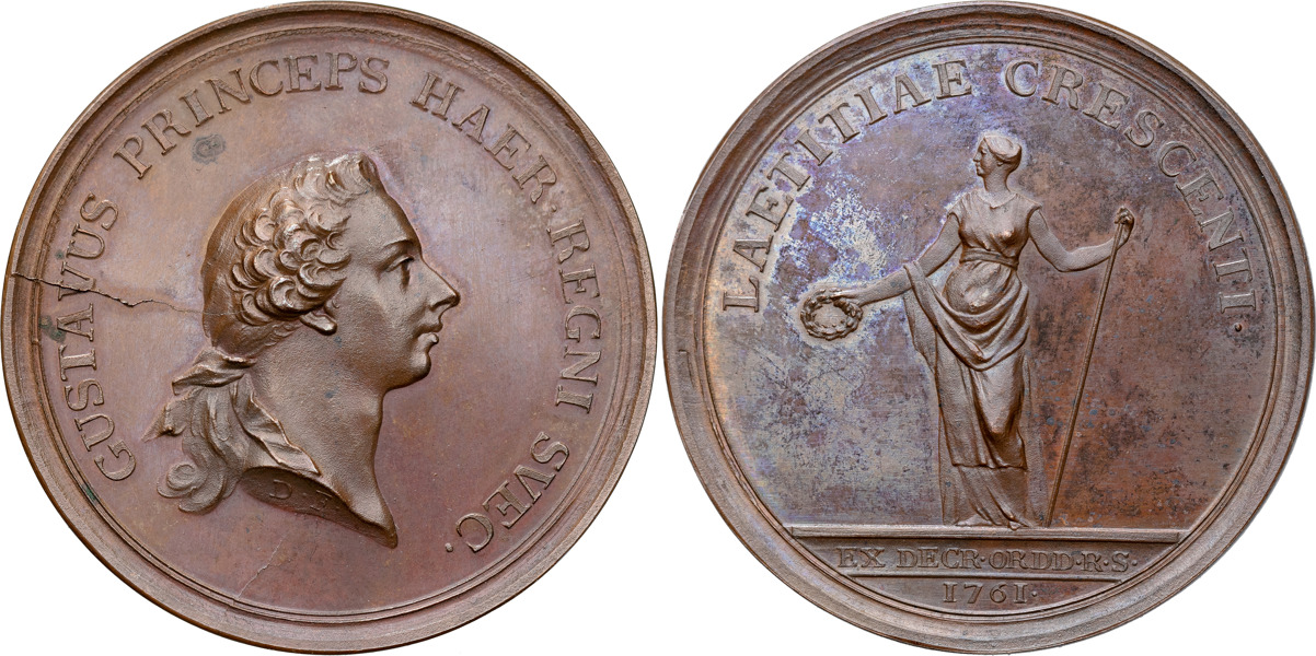 GUSTAV III (1771-1792). Kronprins Gustavs 16:e födelsedag 1761. Av D.