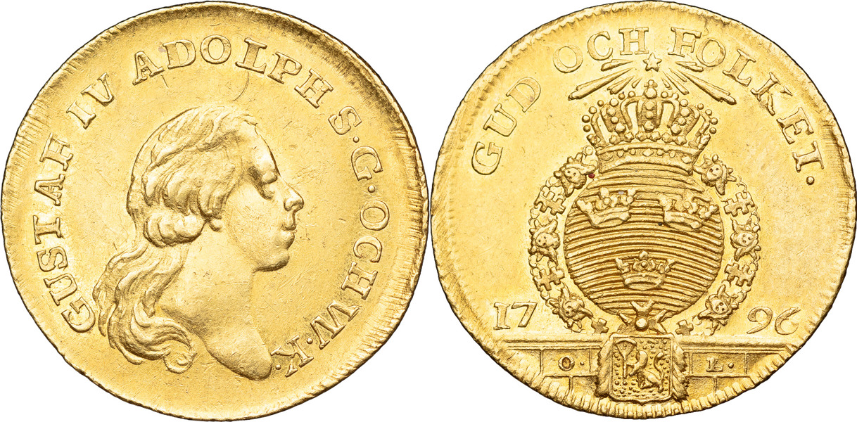 GUSTAV IV ADOLF (1792-1809). STOCKHOLM. Dukat 1796.