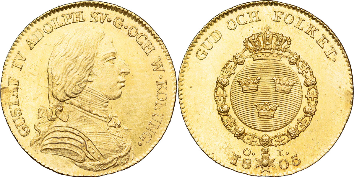 GUSTAV IV ADOLF (1792-1809). STOCKHOLM. Dukat 1805.