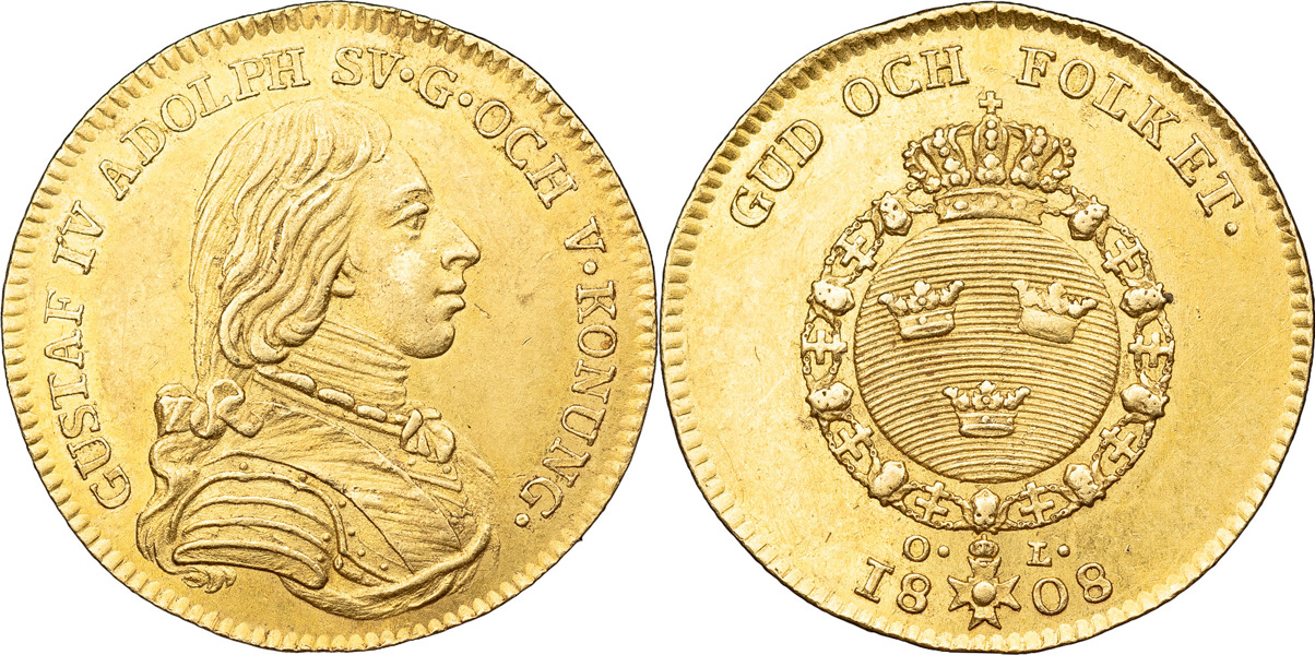 GUSTAV IV ADOLF (1792-1809). STOCKHOLM. Dukat 1808.