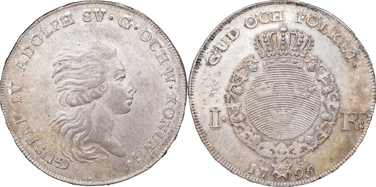 GUSTAV IV ADOLF (1792-1809). STOCKHOLM. Riksdaler 1795.