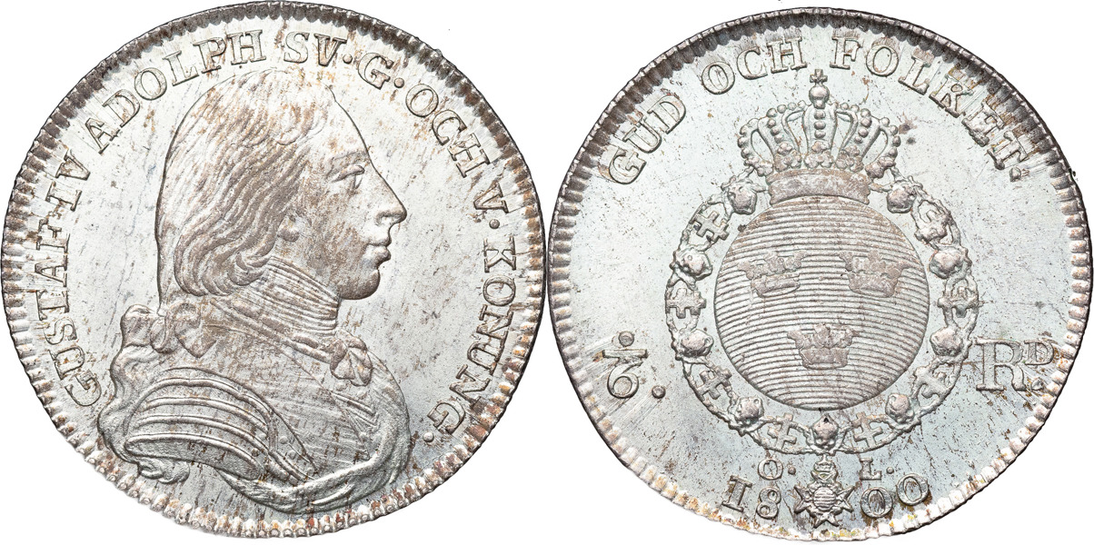 GUSTAV IV ADOLF (1792-1809). STOCKHOLM. 1/6 riksdaler 1800.