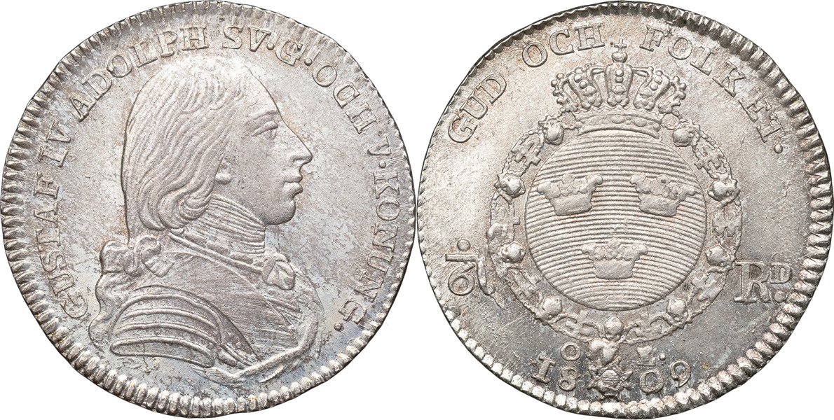 GUSTAV IV ADOLF (1792-1809). STOCKHOLM. 1/6 riksdaler 1809.