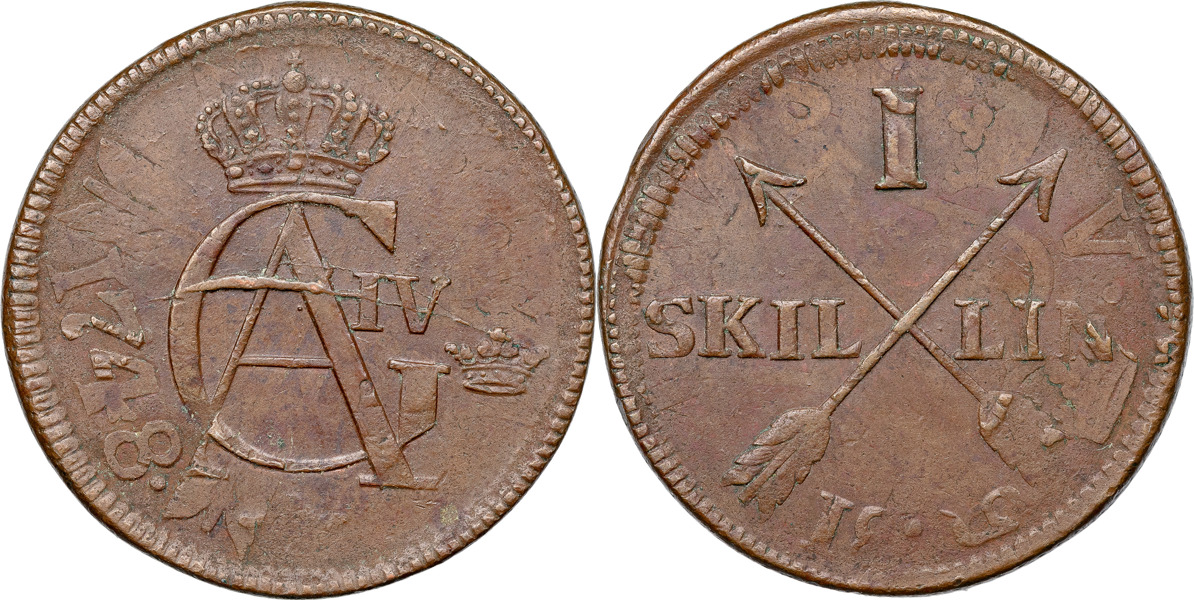 GUSTAV IV ADOLF (1792-1809). STOCKHOLM. Skilling 1802.