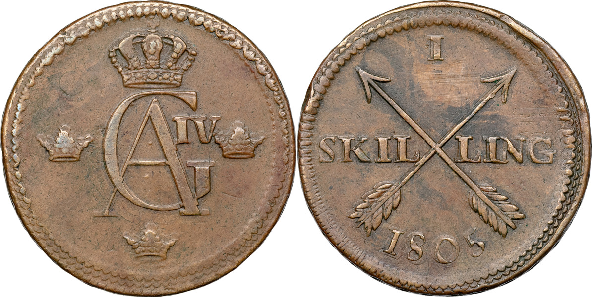 GUSTAV IV ADOLF (1792-1809). STOCKHOLM. 1/2 skilling 1805.