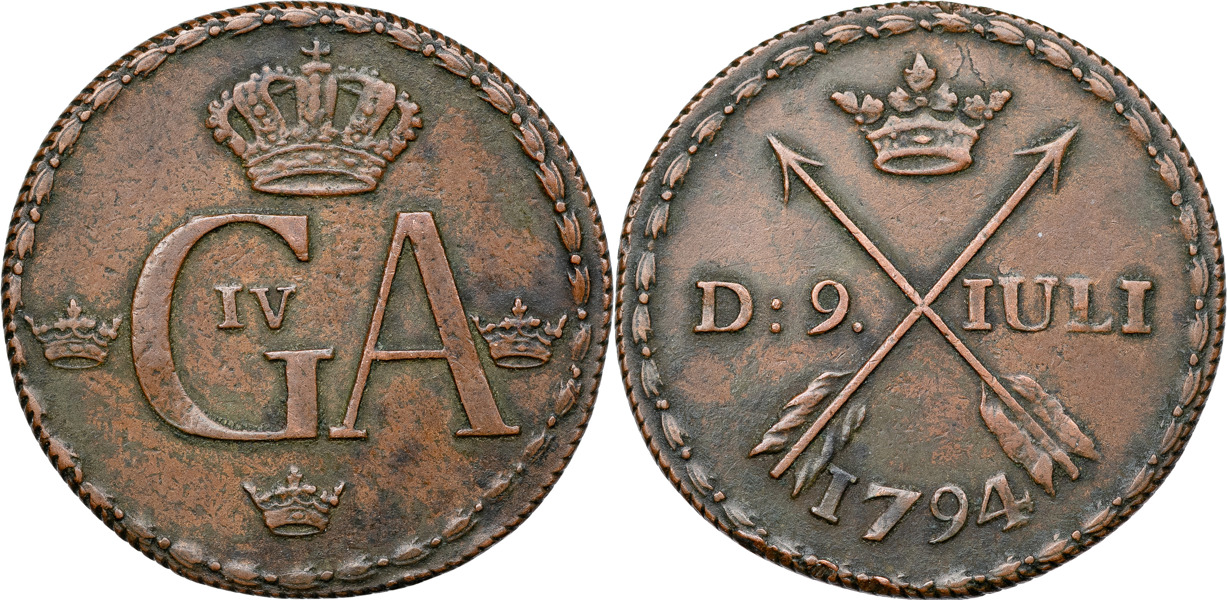 GUSTAV IV ADOLF (1792-1809). AVESTA. 1/2 skilling 1794.