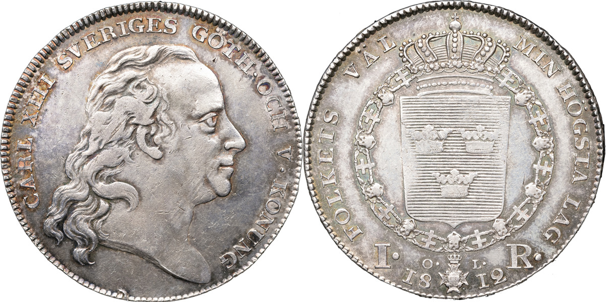 KARL XIII (1809-1818). STOCKHOLM. Riksdaler 1812.