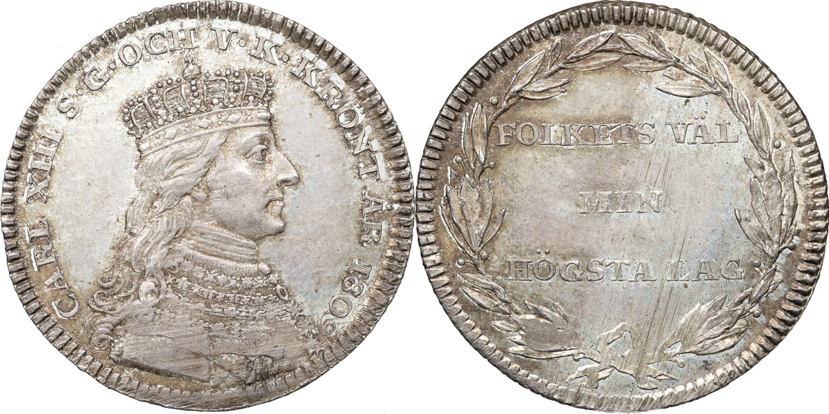KARL XIII (1809-1818). STOCKHOLM. 1/3 riksdaler 1809.