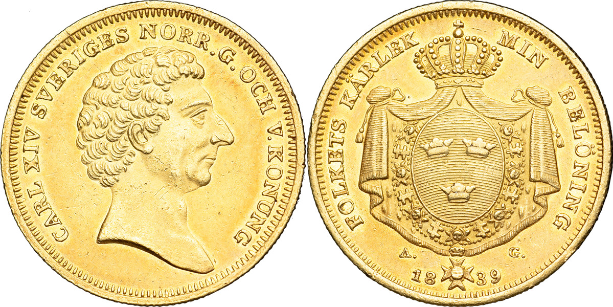 KARL XIV JOHAN (1818-1844). STOCKHOLM. 4 dukater 1839.