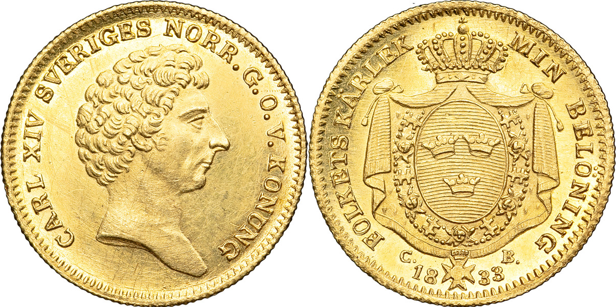 KARL XIV JOHAN (1818-1844). STOCKHOLM. Dukat 1833.