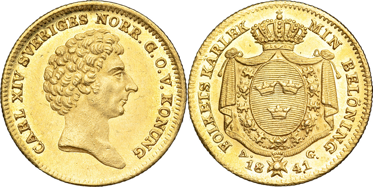 KARL XIV JOHAN (1818-1844). STOCKHOLM. Dukat 1841.