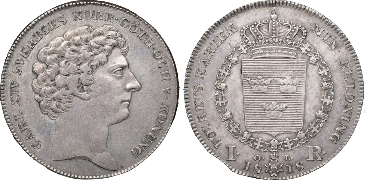 KARL XIV JOHAN (1818-1844). STOCKHOLM. Riksdaler 1818.