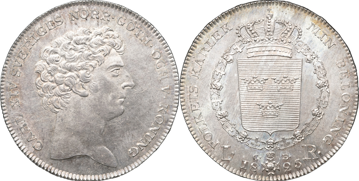 KARL XIV JOHAN (1818-1844). STOCKHOLM. Riksdaler 1825.