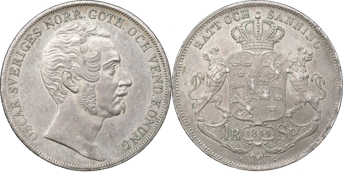 OSKAR I (1844-1859). Riksdaler specie 1844.