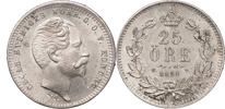 OSKAR I (1844-1859). 25 öre 1858.