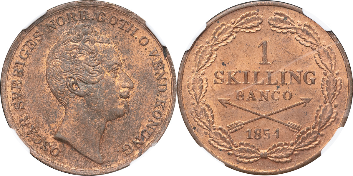 OSKAR I (1844-1859). Skilling 1854.