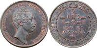 OSKAR I (1844-1859). Provmynt utan årtal för 5 öre (1853/54).