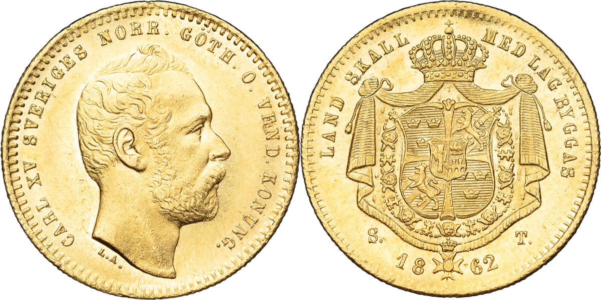 KARL XV (1859-1872). Dukat 1862.