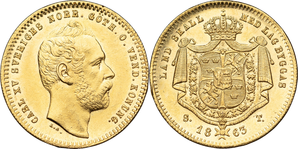 KARL XV (1859-1872). Dukat 1863.