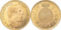 KARL XV (1859-1872). Carolin / 10 francs 1871.