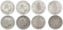 KARL XV (1859-1872). 4 riksdaler riksmynt 1861, 1862, 1869, 1870. Lot of 4.