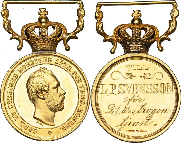 KARL XV (1859-1872). Kungens enskilda belöningsmedalj (hovmedalj).