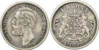 OSKAR II (1872-1907). Krona 1875. Samtida förfalskning av den så kallade Trollhätte-Svensson.