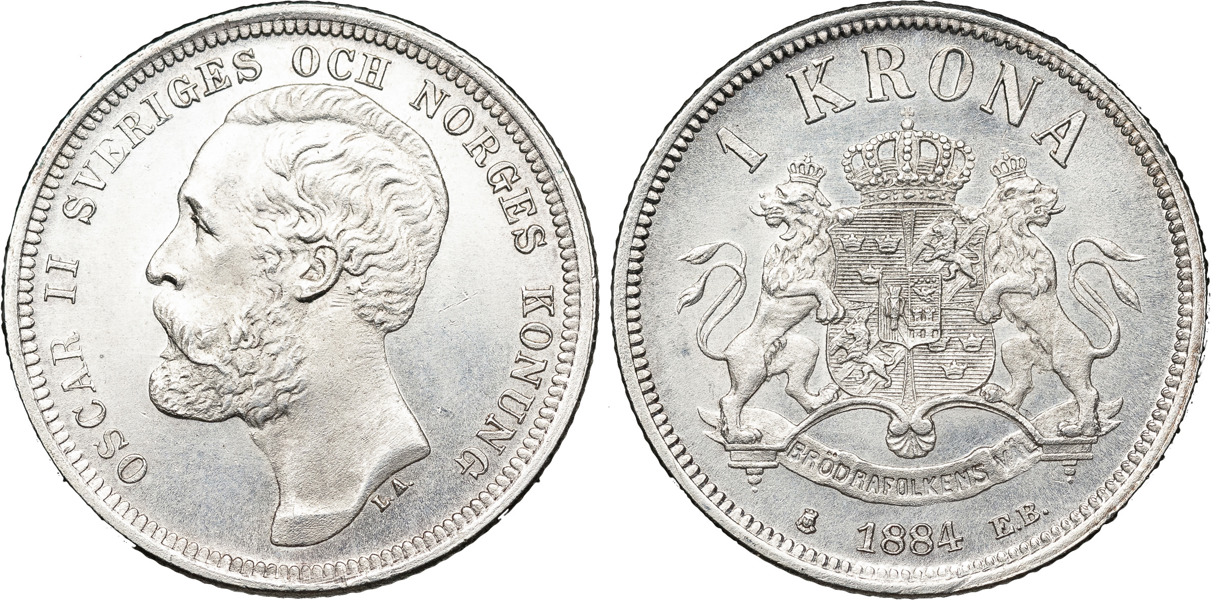 OSKAR II (1872-1907). Krona 1884.