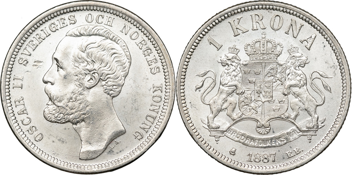 OSKAR II (1872-1907). Krona 1887.