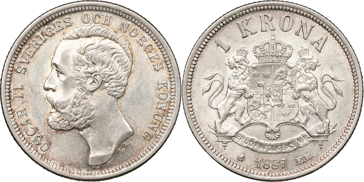 OSKAR II (1872-1907). Krona 1887.