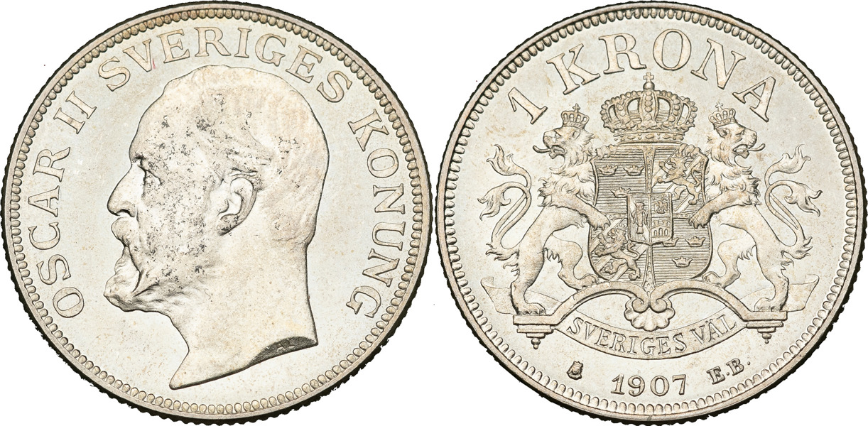 OSKAR II (1872-1907). Krona 1907.