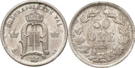 OSKAR II (1872-1907). 50 öre 1875.