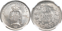 OSKAR II (1872-1907). 50 öre 1875.