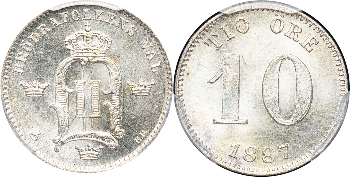 OSKAR II (1872-1907). 10 öre 1887.