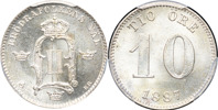 OSKAR II (1872-1907). 10 öre 1887.