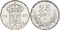 GUSTAV V (1907-1950). 25 öre 1910. Stort kors.