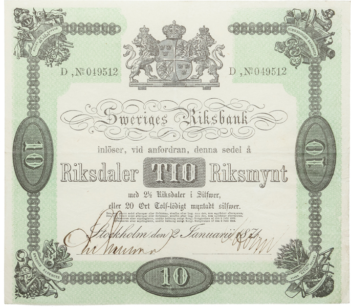 10 riksdaler riksmynt 1871. D, 049512.