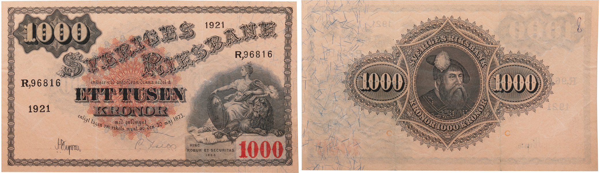 1 000 kronor 1921. R,96816.
