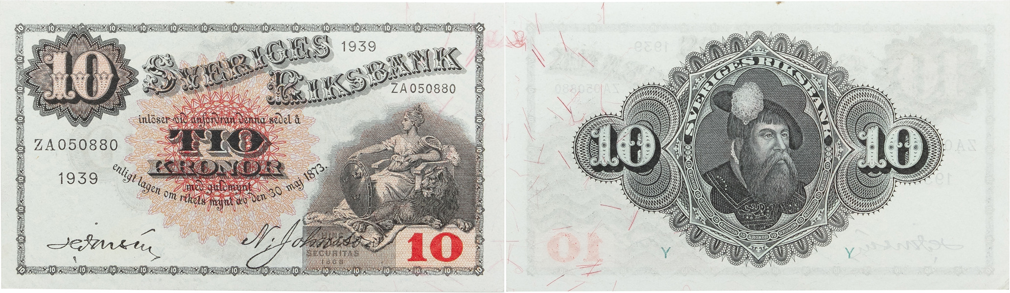 10 kronor 1939. ZA 050550.