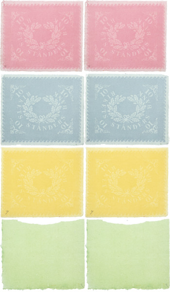 Sedelpapper med godkänt vattenmärke till 10 riksdaler banco utfärda 1834.