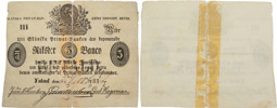 SKÅNSKA PRIVATBANKEN. Depositionsbevis om 3 riksdaler riksmynt 1832.