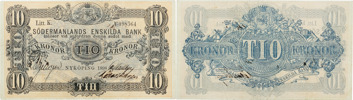 SÖDERMANLANDS ENSKILDA BANK. 10 kronor 1898.