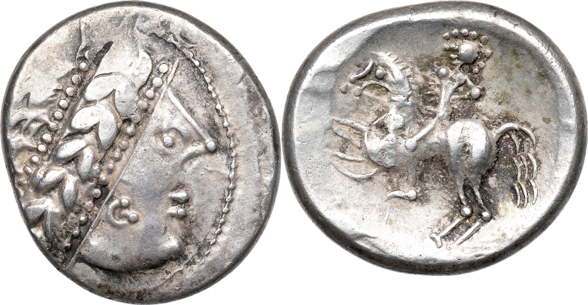 CELTIC COINS OF CENTRAL EUROPE AND ASIA MINOR. NORICUM CORINTHIAN TRIBES (200-100 B.C.). AR tetradrachm.