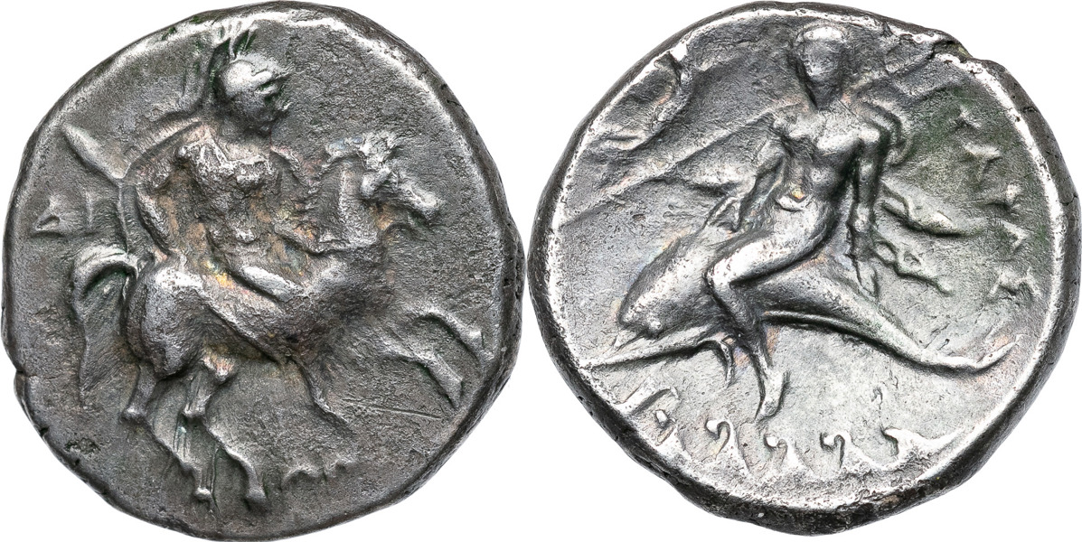 GREEK COINS. ITALY. CALABRIA, TARAS (272-240 B.C.). AR didrachm.