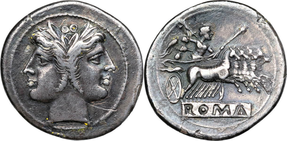 Roman Republic. PRE-DENARIUS COINAGE (280-211 B.C.). AR quadrigatus-didrachm.