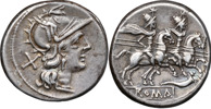Roman Republic. EARLY DENARIUS COINAGE (211-206 B.C.). AR denarius. 