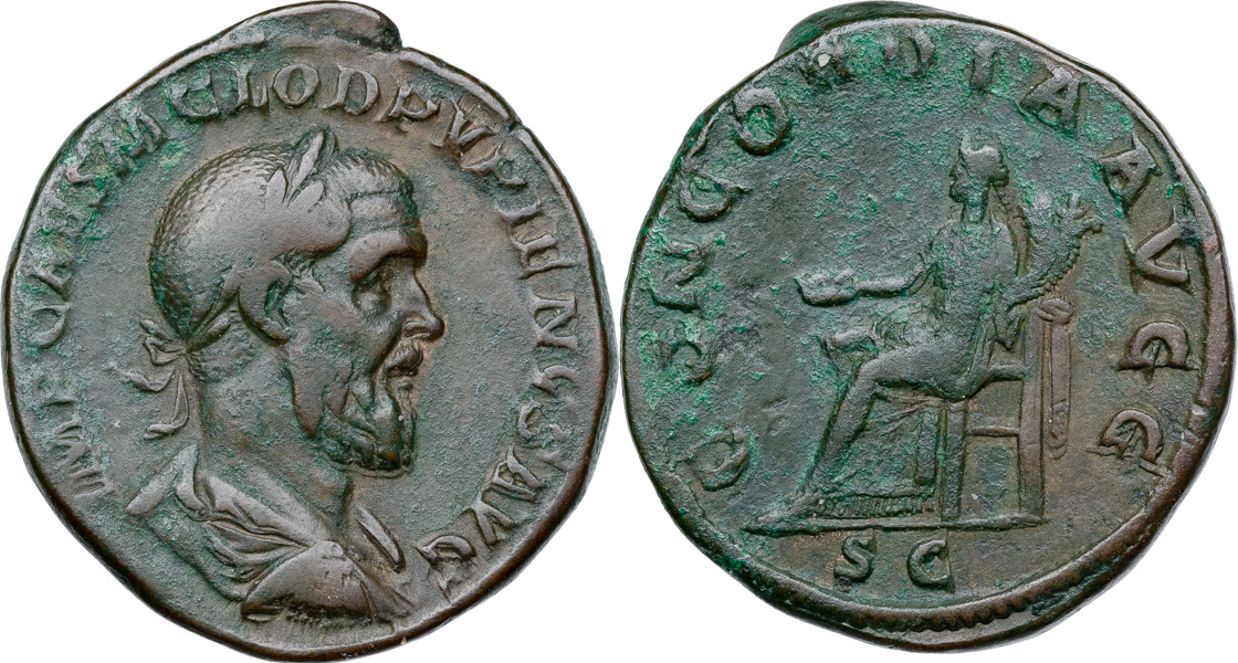 Roman Empire. PUPIENUS (A.D. 238). AE sestertius.