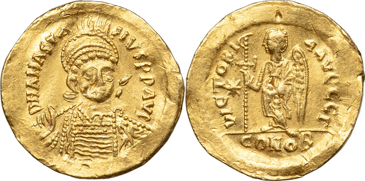 BYZANTINE COINS. ANASTASIUS (A.D 491-518). AV solidus.